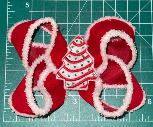 Santa Fur Bow with Little Debbie Cake