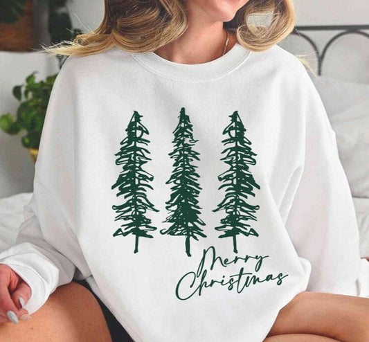 Merry Christmas Pine Trees Sweatshirt